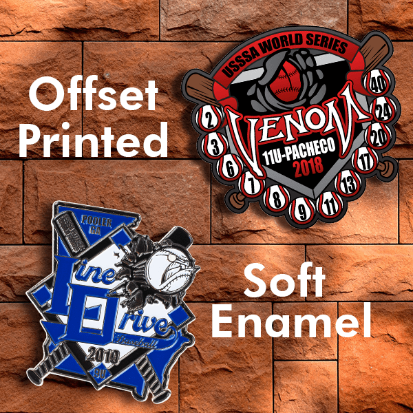 What is the difference between a soft enamel and offset printed pin?